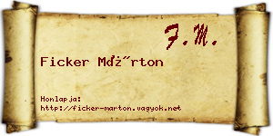 Ficker Márton névjegykártya